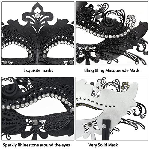 Coddsmz Masquerade Mask with Holding Stick Venetian Halloween Costume Mask Mardi Gras Mask for Womens Party - Image 4