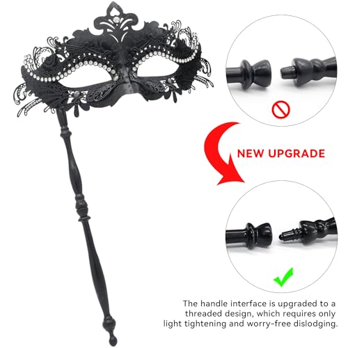 Coddsmz Masquerade Mask with Holding Stick Venetian Halloween Costume Mask Mardi Gras Mask for Womens Party - Image 5