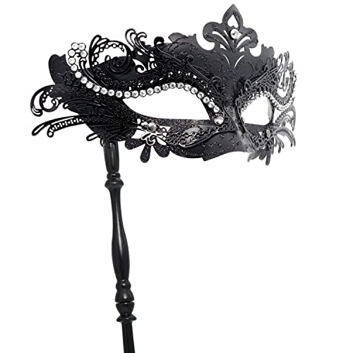 Coddsmz Masquerade Mask with Holding Stick Venetian Halloween Costume Mask Mardi Gras Mask for Womens Party - Image 1