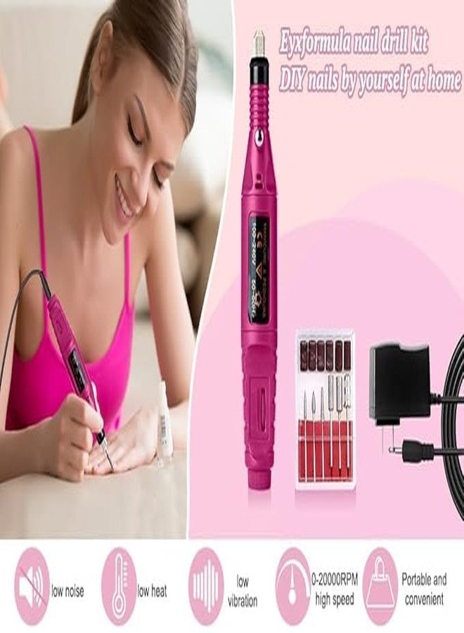 BANIRA Electric Nail Drill Machine Kit, USB Powered, Pink, 6 Bits Set for Manicure and Pedicure Nail Drill Machine 20000 RPM Professional Nail Drills for Acrylic Nails Gel E-file Nail File for Salon and Home Beginners DIY Use - Image 4