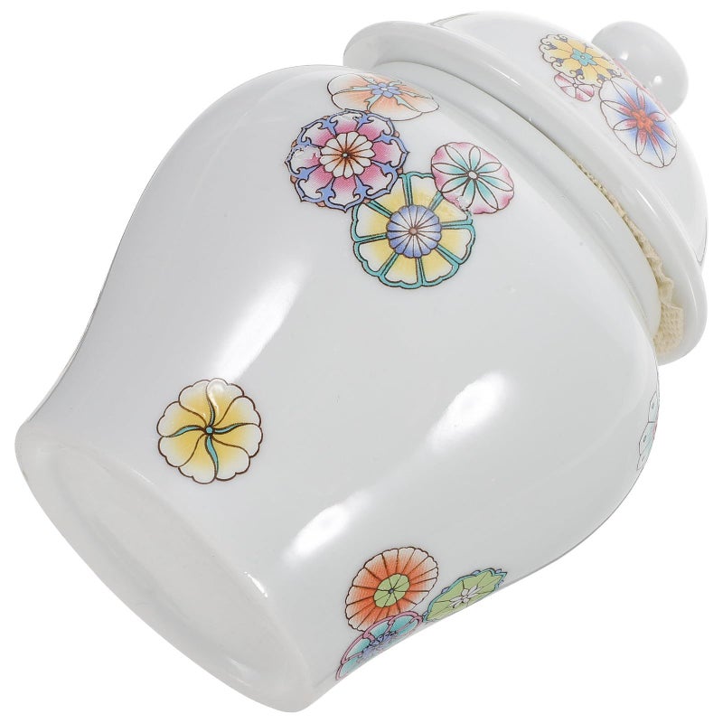 White Porcelain Ceramic Tea Canister Airtight Storage Jar For Loose Leaf Tea Kitchen Decorative Home - Image 2