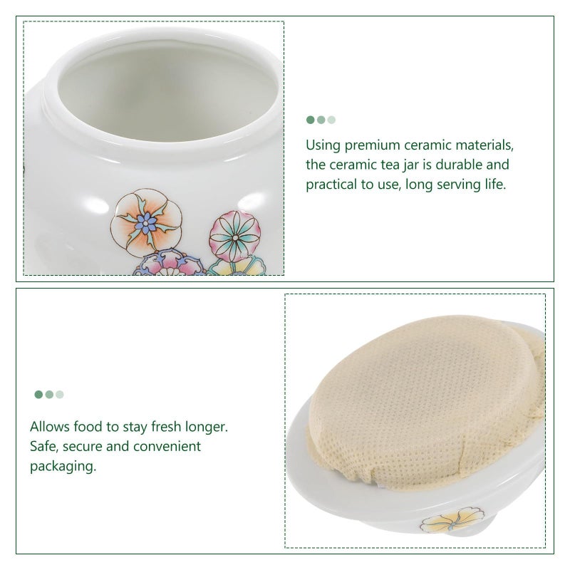 White Porcelain Ceramic Tea Canister Airtight Storage Jar For Loose Leaf Tea Kitchen Decorative Home - Image 4
