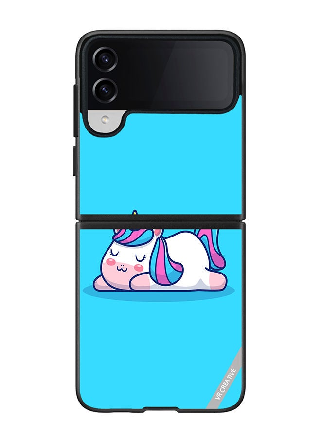 VR CREATIVE Protective Case Cover For Samsung Galaxy Z Flip4 Sleeping Pony Design Multicolour - Image 1