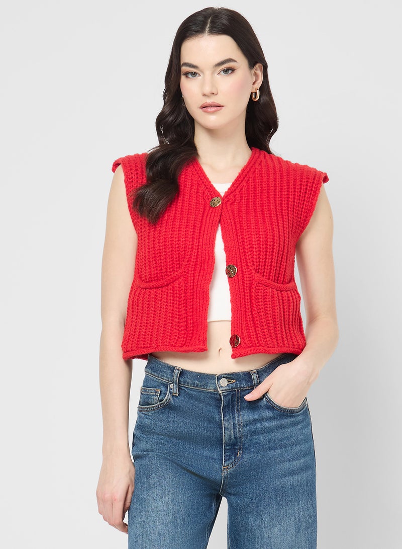 Ginger Knitted Button Down Vest - Image 1