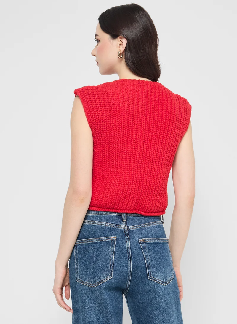 جينجر Knitted Button Down Vest