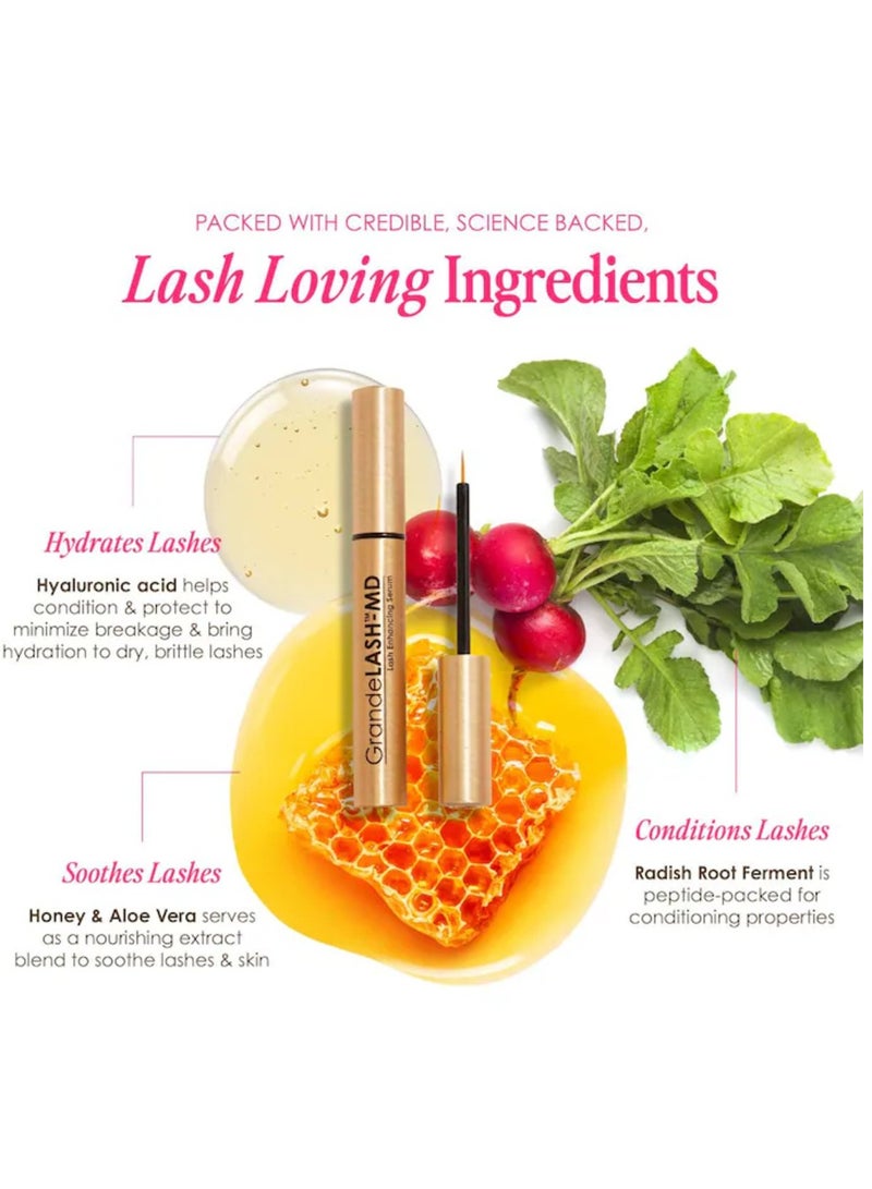 Grande Cosmetics سيروم تعزيز الرموش GRANDE COSMETICS GrandeLASH MD - إمداد لمدة 12 أسبوعًا، 2 مل - Image 2