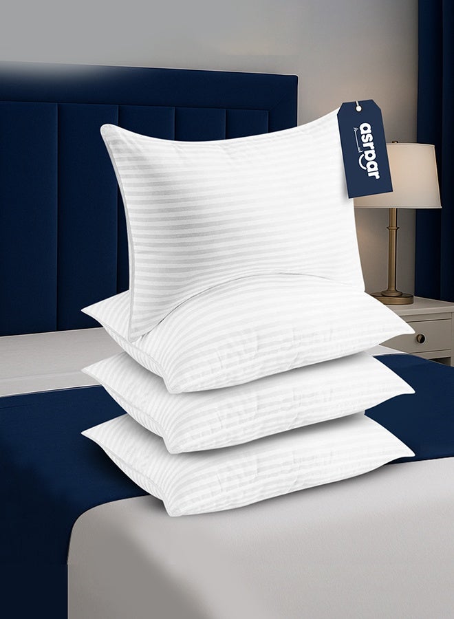 Asraar 4 Pieces | Hotel Quality Striped Microfiber Sleeping Pillow – Extra Soft – 1200g – 75×50 cm - Image 1