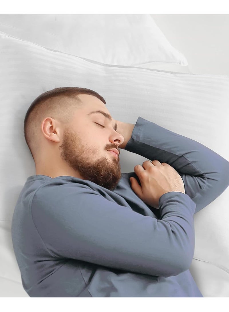 Asraar 4 Pieces | Hotel Quality Striped Microfiber Sleeping Pillow – Extra Soft – 1200g – 75×50 cm - Image 2