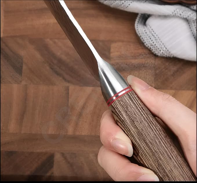 TENDULA Damascus Chef's Knife with Ergonomic Handle with Professional 8 Inch Forged,Ultra Sharp Kitchen Knife Made of German High Carbon Stainless Steel Cooking for Restaurant (Wooden) - Image 5