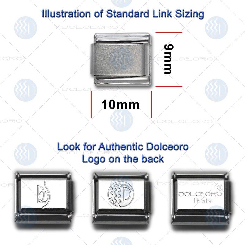 Dolceoro SB-005, Recessed Star Italian Modular Starter Charm Bracelet, 9mm Wide Stainless Steel, 18 Links for Wrist 6-6 3/8" - Image 5