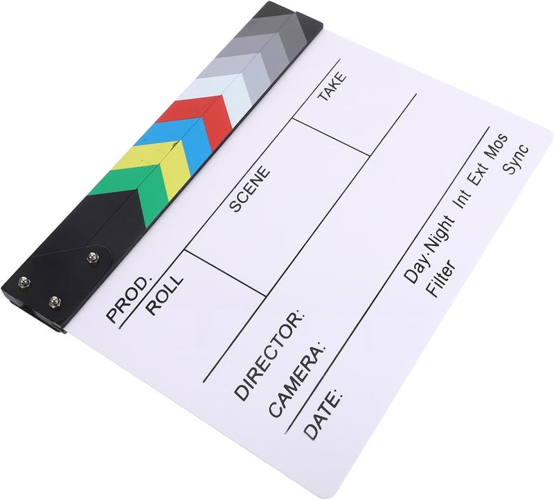 White Professional Acrylic Movie Clapperboard Filmmaking Scene Documentation Photography Studio Prop - Image 1