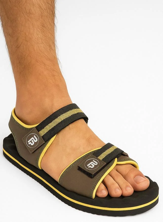 Take Two Men Brown Velcro Strap Sandals By Peterpapa
