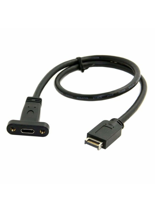 Cablecc USB 3.1 Front Panel Header to USB-C Type-C Female Extension Cable 40cm with Panel Mounting Screw - Image 1