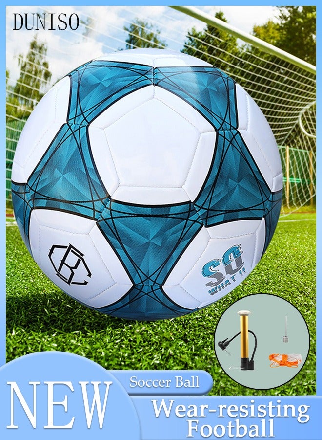 DUNISO Soccer Ball Size 5 High Quality Football for Training Playing Waterproof And Wear Resistant Football for Official Matches with Air Pump Net bag and Ball Needles Indoor Outdoor Game Soccer Ball - Image 1