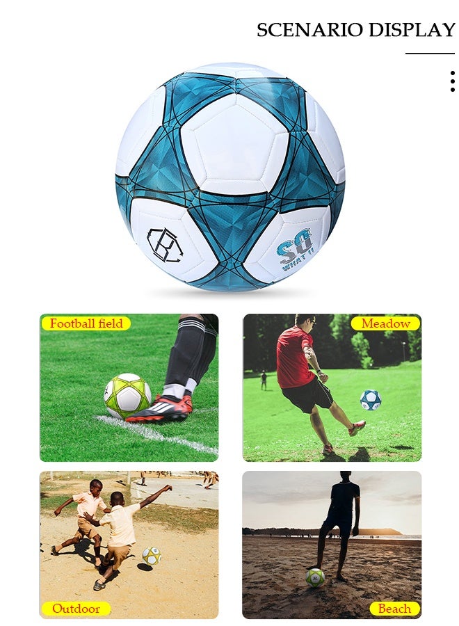 DUNISO كرة قدم مقاس 5 عالية الجودة للتدريب واللعب ومقاومة للماء والتآكل للمباريات الرسمية مع حقيبة شبكية ومضخة هواء وإبر الكرة للعب الداخلي والخارجي كرة قدم - Image 3