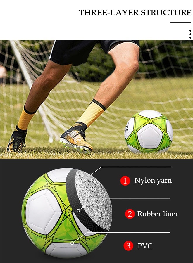 DUNISO كرة قدم مقاس 5 عالية الجودة للتدريب واللعب ومقاومة للماء والتآكل للمباريات الرسمية مع حقيبة شبكية ومضخة هواء وإبر الكرة للعب الداخلي والخارجي كرة قدم - Image 2