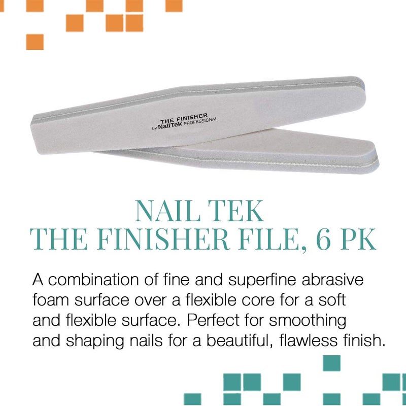 Nail Tek The Finisher File, Professional Double-sided 240/400 Grit Nail File to Shape and Smooth Acrylic, Gel, and Natural Nails, Nail Polish Remover, Must-Have Manicure and Pedicure Kit Tool, 6 Pack - Image 2