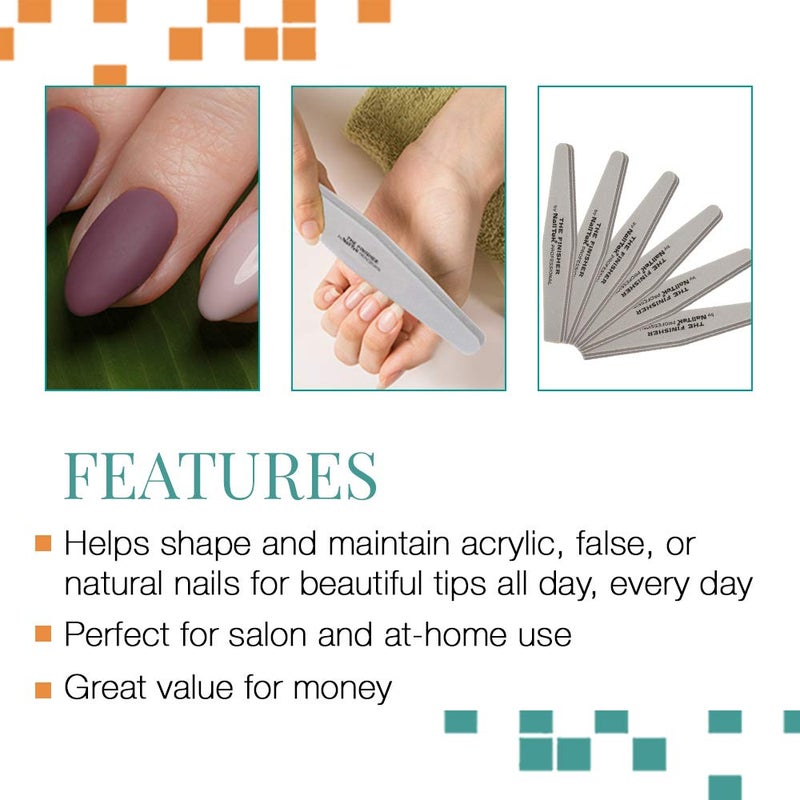 Nail Tek The Finisher File, Professional Double-sided 240/400 Grit Nail File to Shape and Smooth Acrylic, Gel, and Natural Nails, Nail Polish Remover, Must-Have Manicure and Pedicure Kit Tool, 6 Pack - Image 3