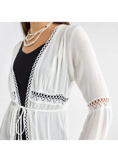 FAV Lace Detail Longline Tiered Shrug with Tie-Ups and Long Sleeves  - Image 4