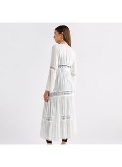 FAV Lace Detail Longline Tiered Shrug with Tie-Ups and Long Sleeves  - Image 3