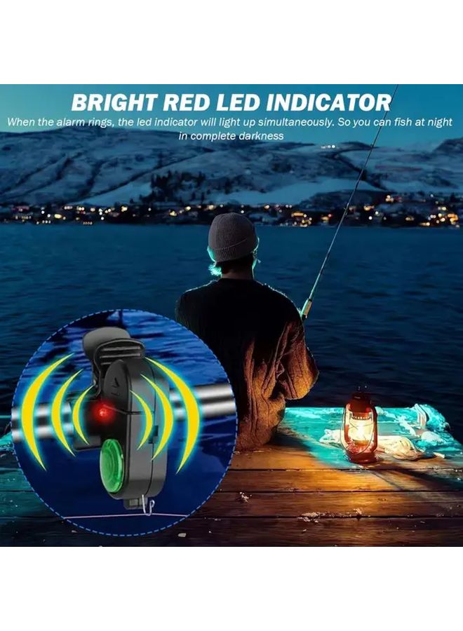 Sensitive Fishing Alarm with LED Light Night Fishing Gear Clamp Type Coal Black - Image 4