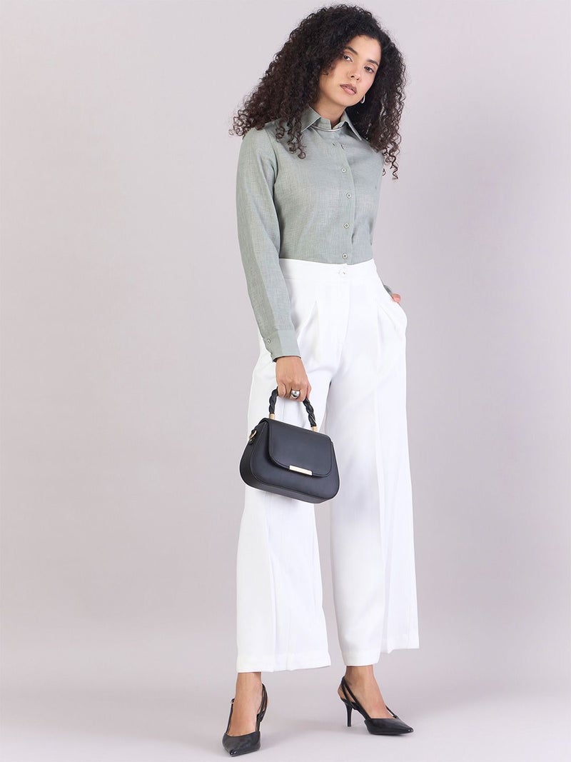 Powersutra White High Waist Trousers for Women - Image 1