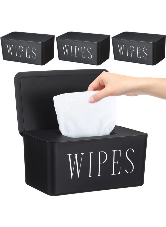 Singhoow 3 Pack Baby Wipes Dispenser Holder Wipe Container for Bathroom with Lid Toilet Tissue Paper Storage Refillable Box for Home Office Cars(Large,Black) - Image 1