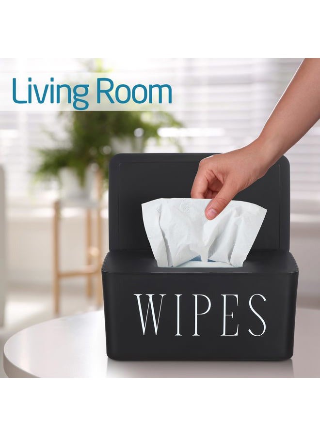 Singhoow 3 Pack Baby Wipes Dispenser Holder Wipe Container for Bathroom with Lid Toilet Tissue Paper Storage Refillable Box for Home Office Cars(Large,Black) - Image 5