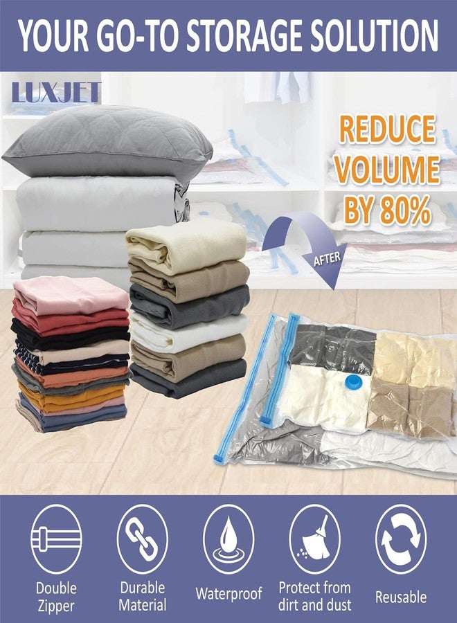 LUXJET 20 Pack Space Saver Bags (5 Jumbo/5 Large/5 Medium/5 Small) Compression Storage Bags for Comforters and Blankets, Vacuum Sealer Bags for Clothes Storage, Hand Pump Included - Image 2
