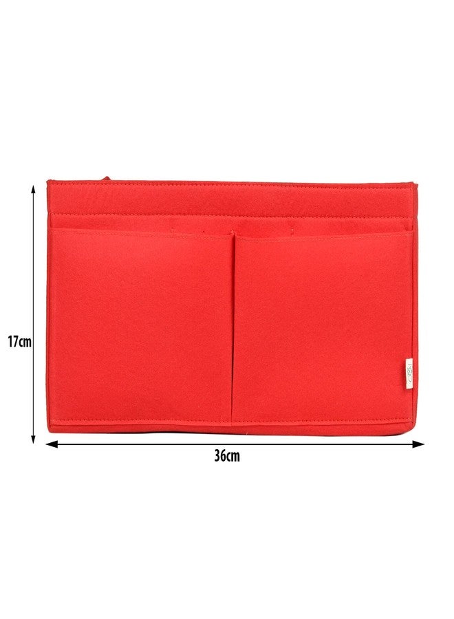 OON Bag Organizer Insert Felt Purse | Designer Bag Organizer | Cosmetic Protector Bag (Large, Red) - Image 2