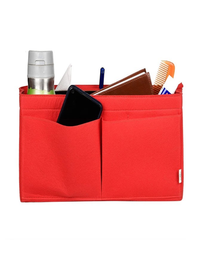 OON Bag Organizer Insert Felt Purse | Designer Bag Organizer | Cosmetic Protector Bag (Large, Red) - Image 4