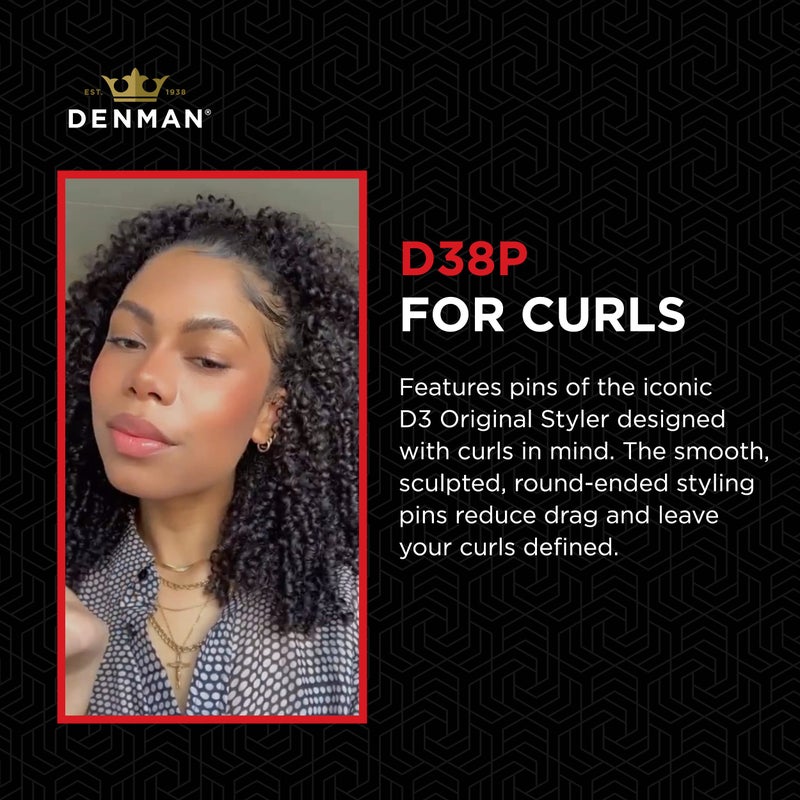 Denman Petite Detangler for Fast and Comfortable Detangling and Blow Drying D38 - Combination of D3 Styling Pins & Paddle Brush (Black) - Image 3