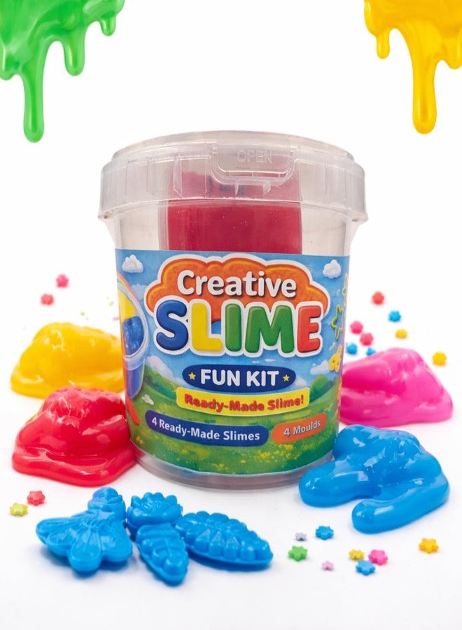 CRAZINOS Kids Slime Bucket Set with Moulds | Pack of 4 Multicolour (Pink, Yellow, Red, Blue) Soft & Reusable Slime | DIY Art & Craft Sensory Toy for Kids | Non-Sticky Fun Playset | 300 Gram - Image 1