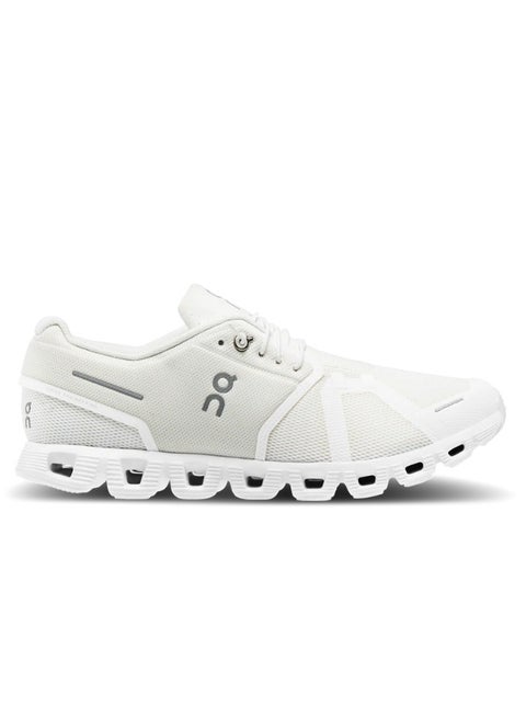 ON Women's Cloud 5 Sneakers – Lightweight, Breathable Everyday Shoes All-Day Comfort with CloudTec® Cushioning – Sleek White Design Perfect for Travel, Errands, or Urban Adventures Sustainable Materials with Speed-Lacing System for Easy Wear