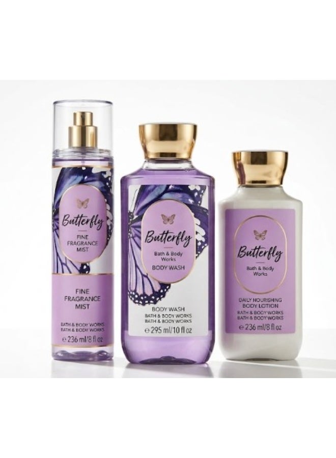 Bath & Body Works Butterfly Body Wash & Butterfly Mist & Butterfly Body Lotion Bundle - Image 1