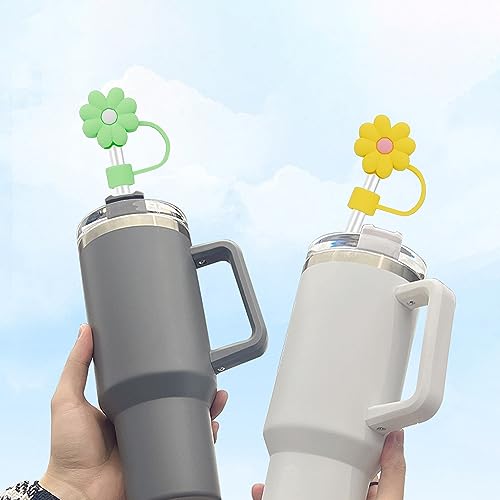 YIWONFU 4Pcs Stanley Cup Straw Cover Stanley Cup Accessories，10mm/0.39 inches Silicone Straw Covers Cap Reusable Straw Covers Cap for Stanley Cup30or 40 oz Straw Covers（4Colorful Flower） - Image 2