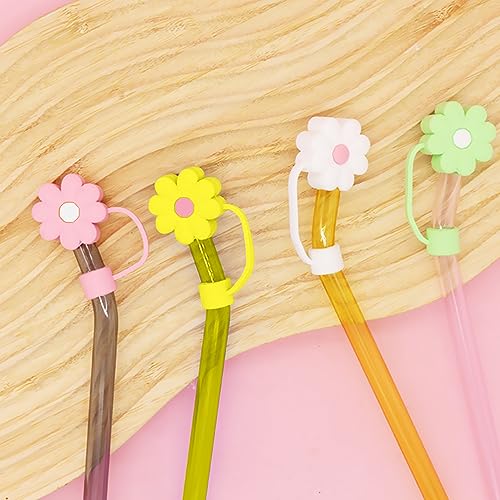YIWONFU 4Pcs Stanley Cup Straw Cover Stanley Cup Accessories，10mm/0.39 inches Silicone Straw Covers Cap Reusable Straw Covers Cap for Stanley Cup30or 40 oz Straw Covers（4Colorful Flower） - Image 3