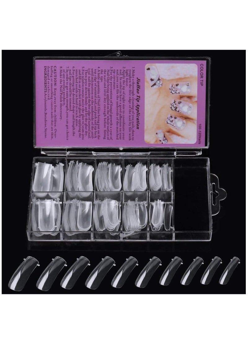 Kanza 300 Pcs Nail art Tips Transparent Full Cover Manicure Fake Nail Tips Acrylic False Nails with Case for Salons and DIY Nail Art  - Image 2