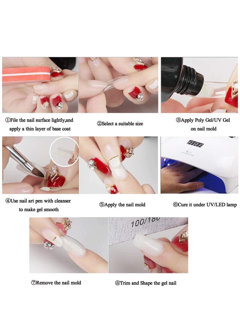 Kanza 300 Pcs Nail art Tips Transparent Full Cover Manicure Fake Nail Tips Acrylic False Nails with Case for Salons and DIY Nail Art  - Image 4