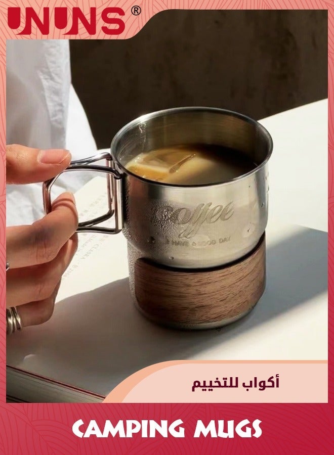 UNUNS Stainless Steel Camping Mugs,2 Piece Set Outdoors Cup With Foldable Handle,300ml/10.2 oz Great For Backpacking,Hiking,Hunting,Fishing And Survival Adventure - Image 3