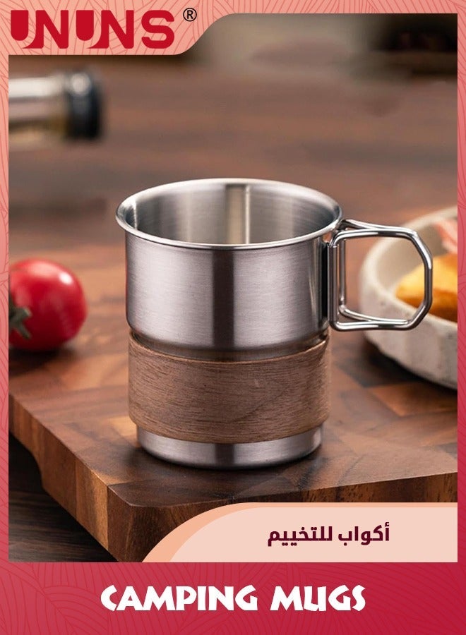 UNUNS Stainless Steel Camping Mugs,2 Piece Set Outdoors Cup With Foldable Handle,300ml/10.2 oz Great For Backpacking,Hiking,Hunting,Fishing And Survival Adventure - Image 5