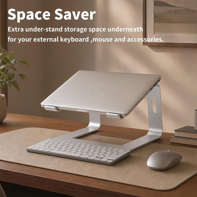 Orionstar حامل كمبيوتر محمول من الألومنيوم المحمول، متوافق مع أجهزة Apple Mac MacBook Air Pro من 10 إلى 15.6 بوصة، حامل قابل للفصل ومريح، فضي - Image 5
