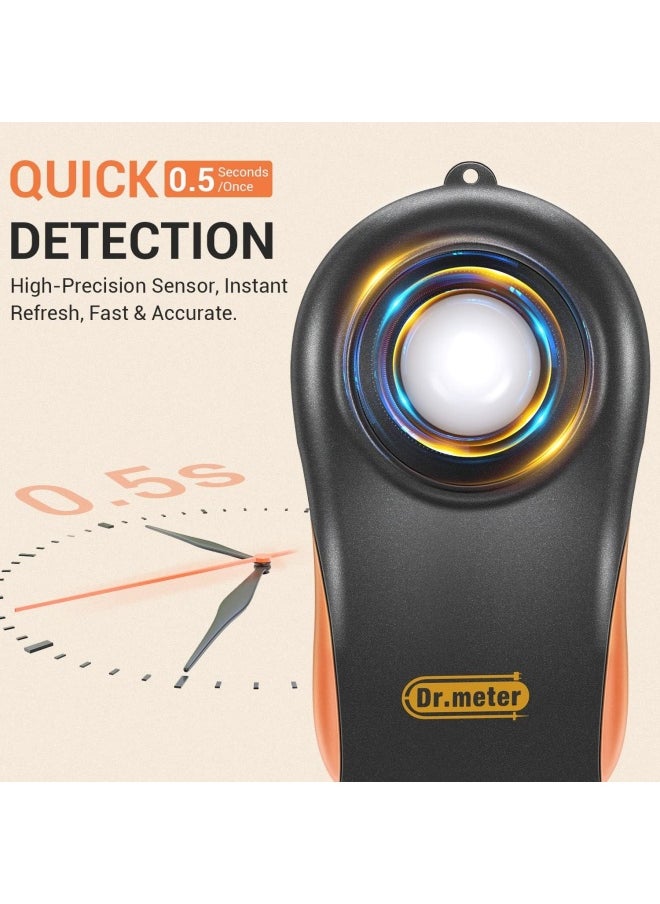Dr.Meter Digital Light Meter  Handheld Split Type Design 0 200 000 Lux Digital Lux Meter With High Precision Fast Reactions And Data Orange  - Image 3