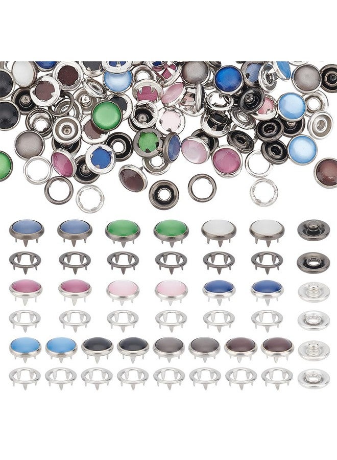 NBEADS NBEADS 50 Sets 10 Colors Brass Snap Buttons, Decorative Snap Buttons Metal Garment Buttons Resin Pearl Snaps Fasteners for Clothes Skirt Popper Studs DIY Sewing Crafts - Image 1