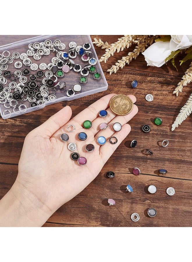NBEADS NBEADS 50 Sets 10 Colors Brass Snap Buttons, Decorative Snap Buttons Metal Garment Buttons Resin Pearl Snaps Fasteners for Clothes Skirt Popper Studs DIY Sewing Crafts - Image 3