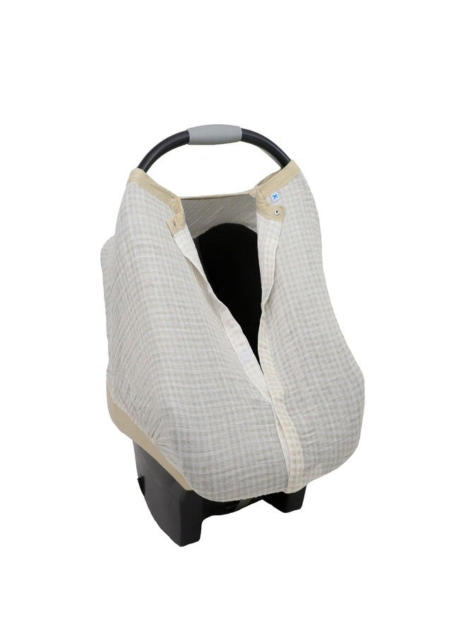 Little Unicorn Breathable Car Seat Canopy | Magnetic Closure Cover & Universal Fit | Protection & Privacy for Baby (Tan Gingham) - Image 2