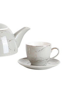 Grey & Golden Coffee/Tea Cup And Plate