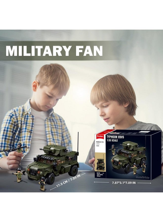 Sluban Military Vehicle Set Building Toy Army Car, Military Off-Road Vehicle Model, With 4 Military Soldier Minifigures, Gifts For Boys Aged 6-12 Kids Girls, Compatible With Lego Military Set, 519 Pcs - Image 4