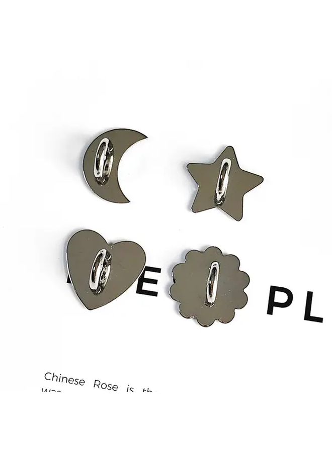 2pcs Yin Star Moon Phone Charms Self Adhesive Ring Stand Heart Crescent Decorations - Image 1