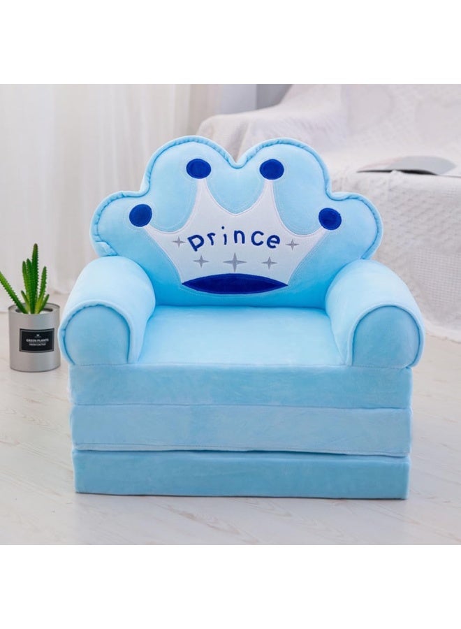 Generic 3-Story Kids Sofa Chair Children Sofa Fordable Children's Sofa Backrest Armchair Bed Upholstered Flip-type Baby Infant Seat For bedroom (Blue)  - Image 2